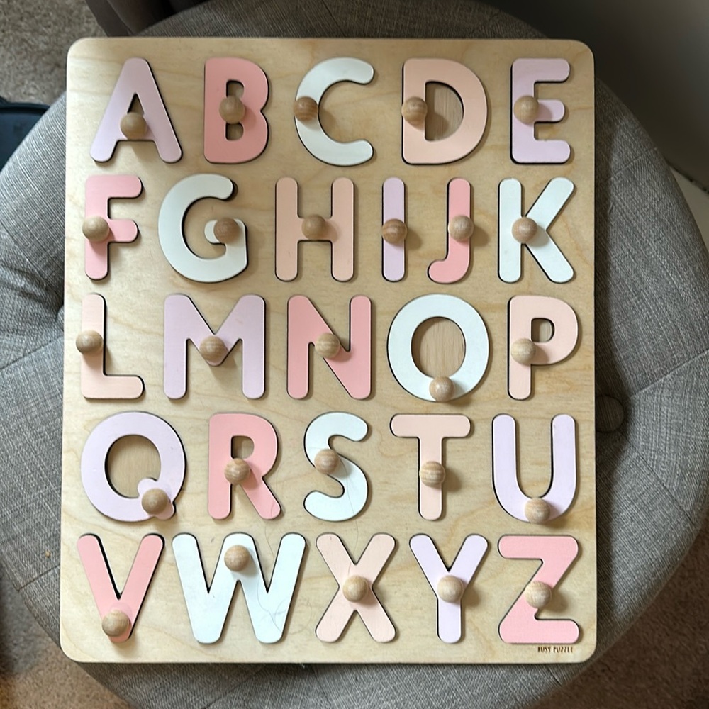 Wooden Alphabet Puzzle - Pastel Colors